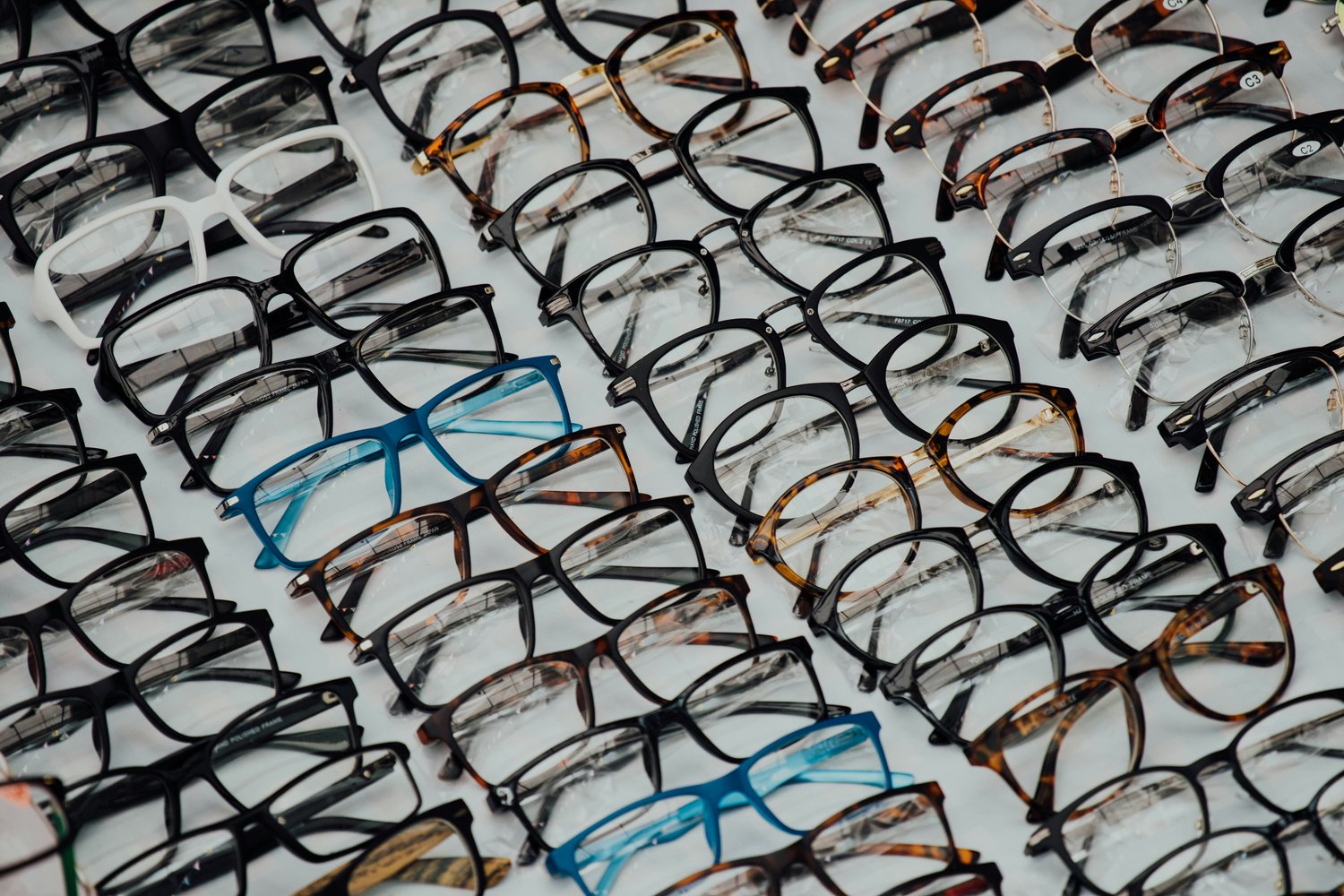 Eyeglasses display inside an optical store